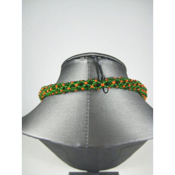 Green Shiny Seed Glass Beaded Rope Necklace Woven 26 inch Strand NO CLASP - Picture 7 of 7